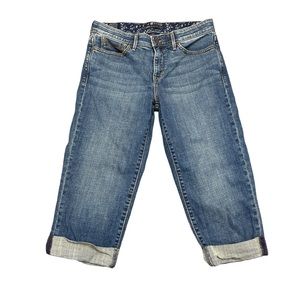 LEVI'S 525 Perfect Waist Capri's Women's Sz 8 Blue Cuff Button Pocket